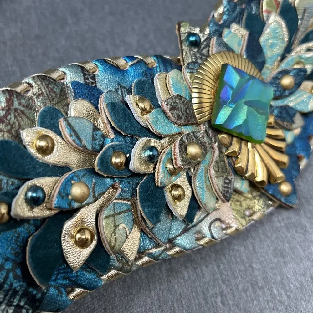 OOAK Handmade Belt Statement Sculptural Wearable Art Nouveau Fits Waists 25"-33" - Picture 11 of 12